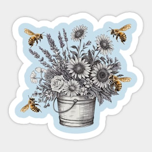 Wild Flowers and Bees Sticker